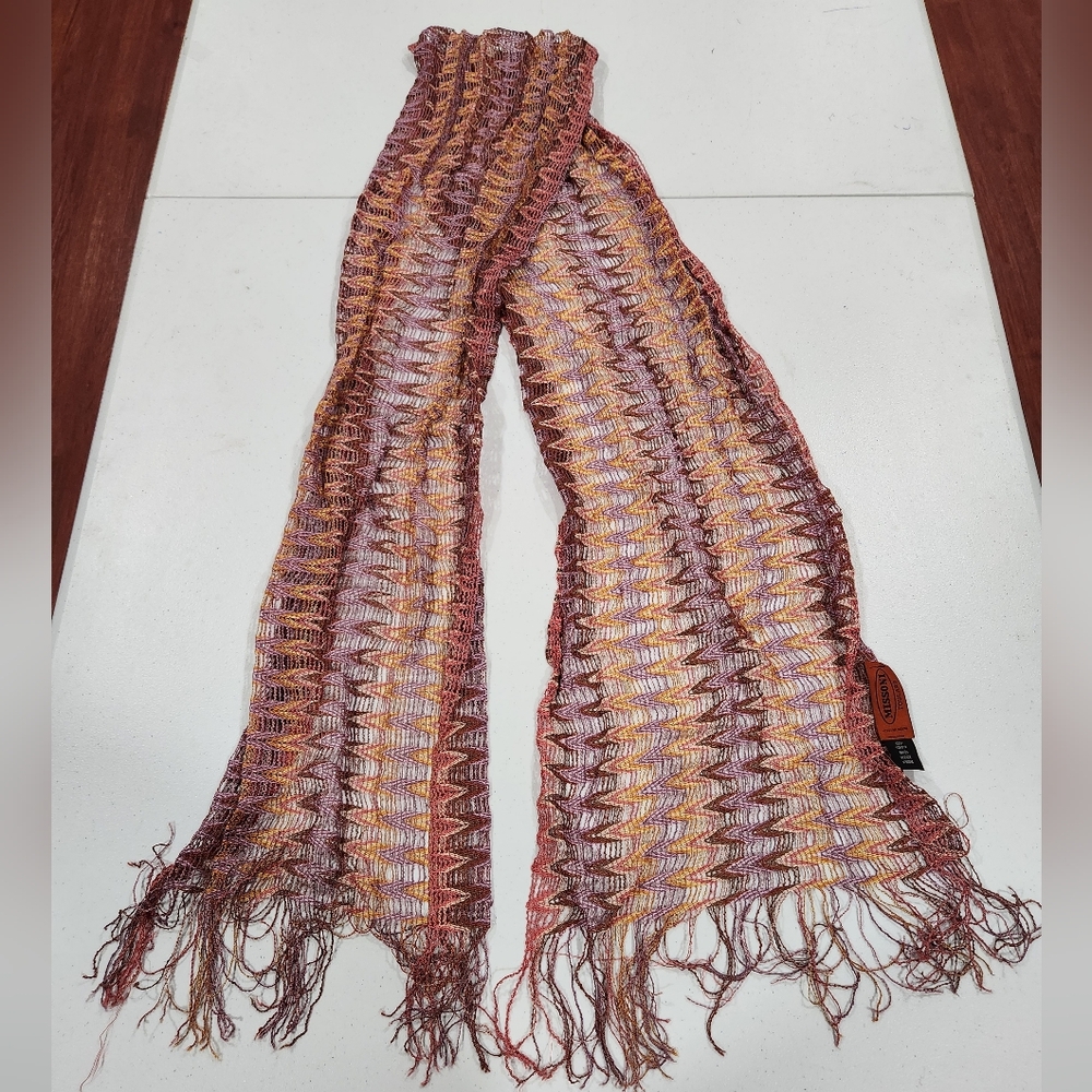 Missoni Zigzag Pattern Scarf in Warm Tones - Picture 2 of 3